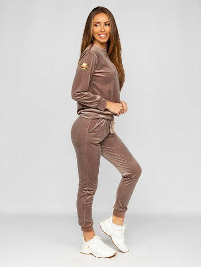 Bolf Damen Velours Zweiteiler Sport Set Beige  8129