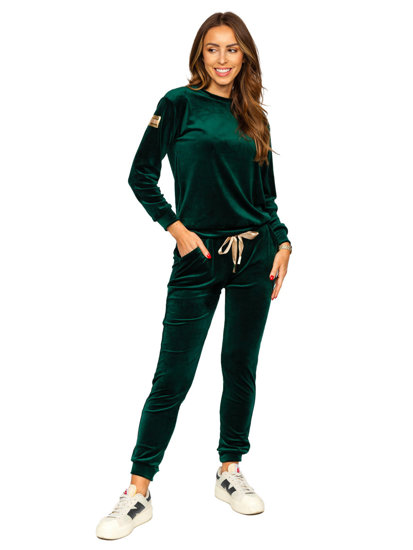 Bolf Damen Velours Zweiteiler Sport Set Flaschengrün  8129