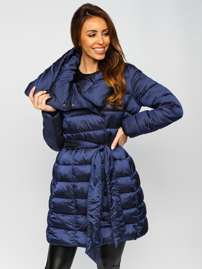 Bolf Damen Winterjacke Lang Dunkelblau  J9061