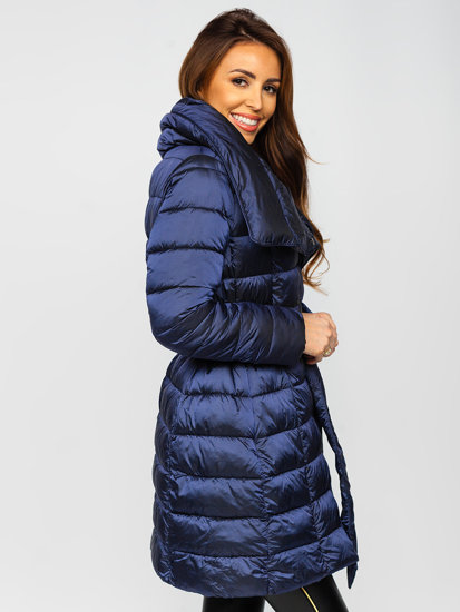 Bolf Damen Winterjacke Lang Dunkelblau  J9061