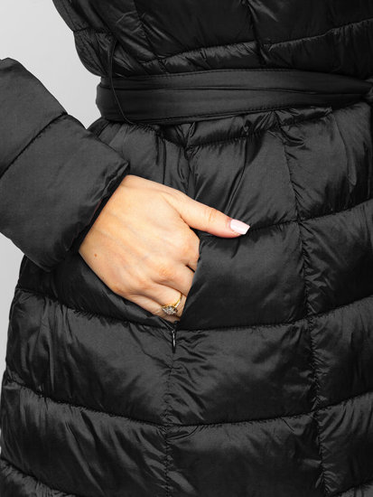 Bolf Damen Winterjacke Lang Schwarz  J9061