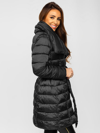 Bolf Damen Winterjacke Lang Schwarz  J9061