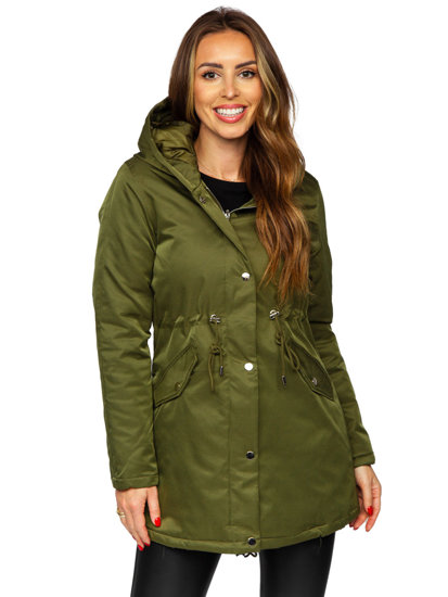 Bolf Damen Winterjacke Parka mit Kapuze Khaki  5M772