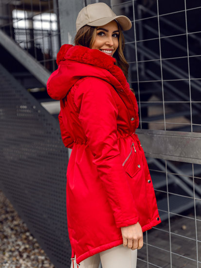 Bolf Damen Winterjacke Parka mit Kapuze Rot  5M762