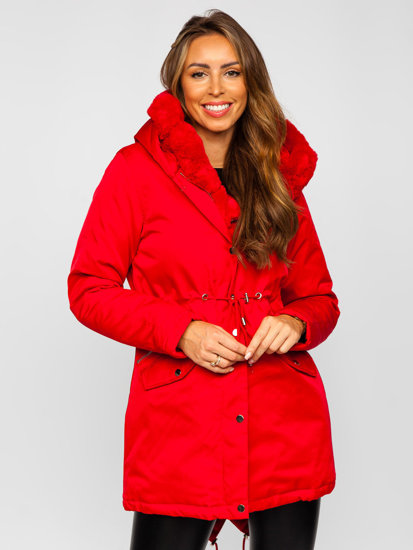 Bolf Damen Winterjacke Parka mit Kapuze Rot  5M762