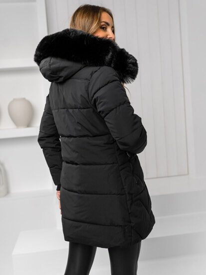 Bolf Damen Winterjacke mit Fellkapuze Schwarz  16M9099