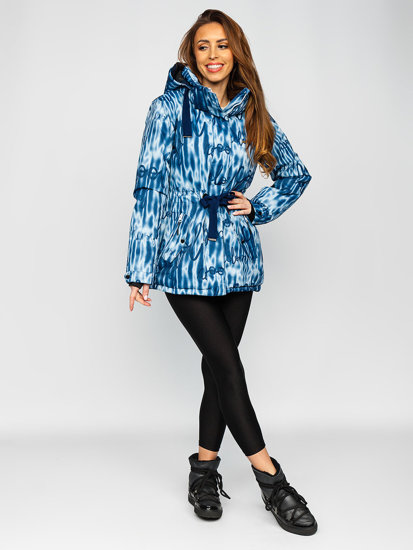 Bolf Damen Winterjacke mit Kapuze Dunkelblau  B2393