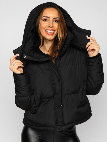 Bolf Damen Winterjacke mit Kapuze Schwarz 5M3117