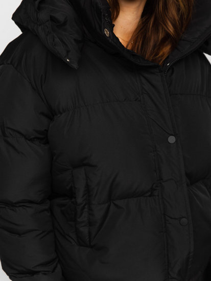 Bolf Damen Winterjacke mit Kapuze Schwarz 5M3117