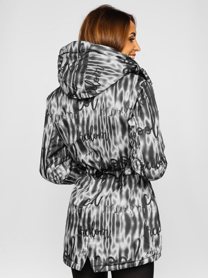 Bolf Damen Winterjacke mit Kapuze Schwarz  B2393