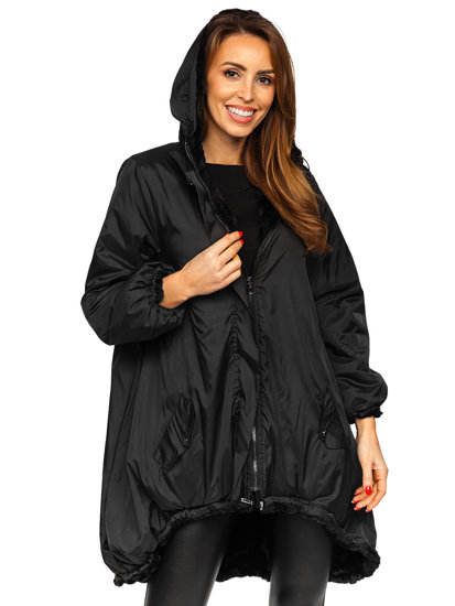 Bolf Damen Zweiseitige Gepolsterte Winterjacke mit Kapuze Schwarz  G6010