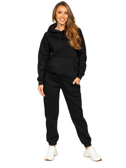 Bolf Damen Zweiteiler Sport Set Jogginganzug Schwarz  5996