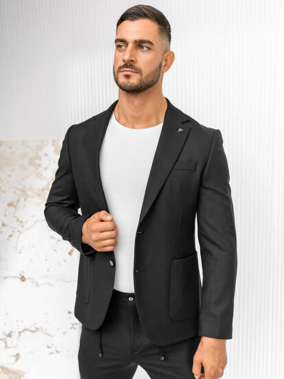 Bolf Herren Anzüg casual Schwarz  09