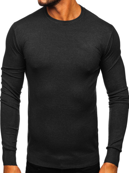 Bolf Herren Basic Pullover Schwarzgrau  YY01