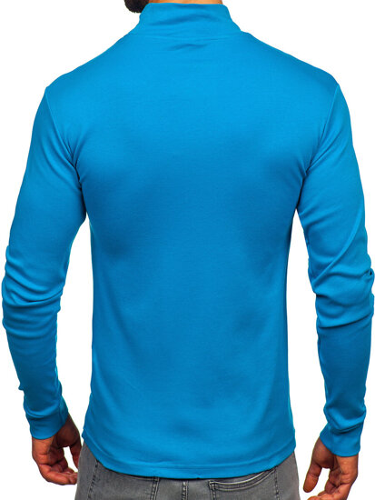 Bolf Herren Baumwoll Halb Rollkragenpullover basic Blau  534