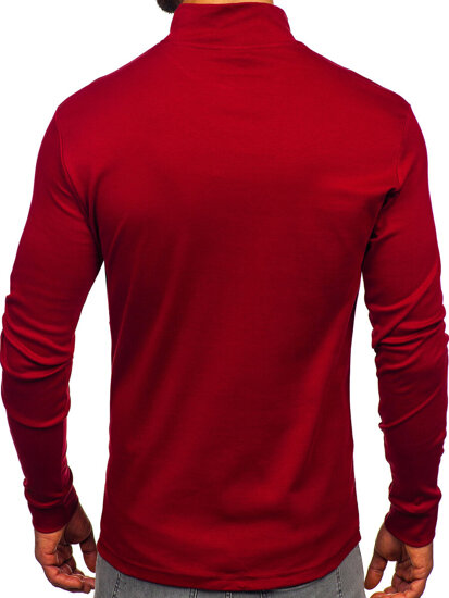 Bolf Herren Baumwoll Halb Rollkragenpullover basic Weinrot  534