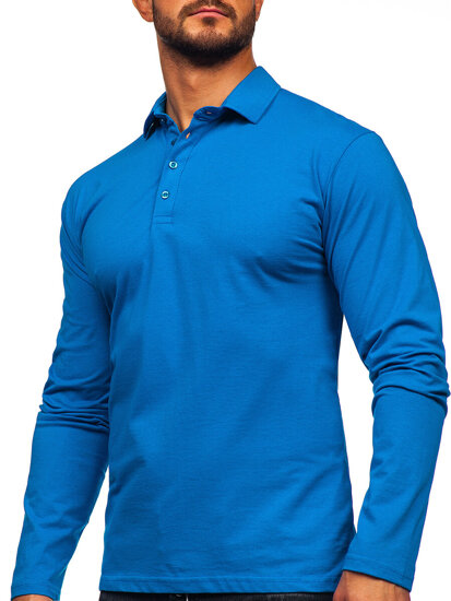 Bolf Herren Baumwoll Polohemd Lanagrm Blau  5119