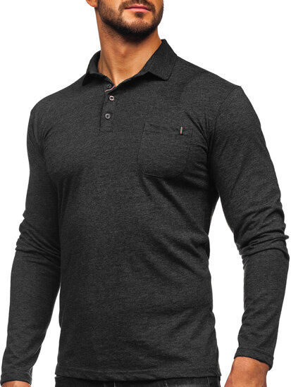 Bolf Herren Baumwoll Polohemd Lanagrm Schwarzgrau  5120