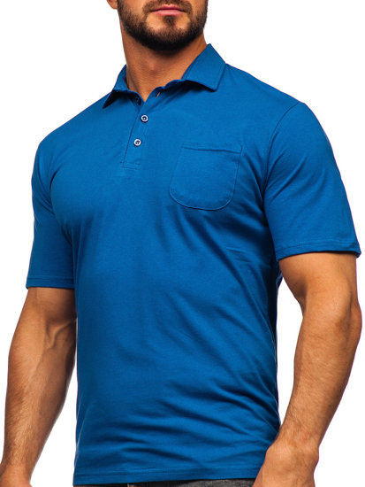 Bolf Herren Baumwoll Poloshirt Blau  143006