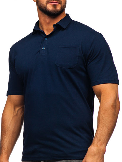 Bolf Herren Baumwoll Poloshirt Dunkelblau  143006