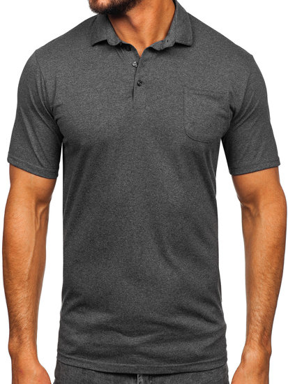 Bolf Herren Baumwoll Poloshirt Schwarzgrau 143006