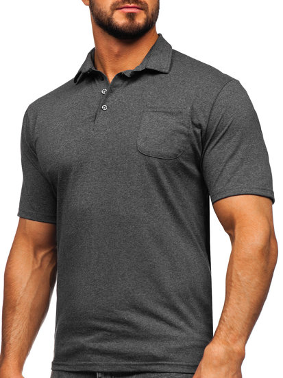 Bolf Herren Baumwoll Poloshirt Schwarzgrau 143006