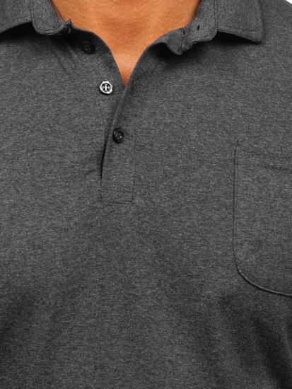 Bolf Herren Baumwoll Poloshirt Schwarzgrau 143006