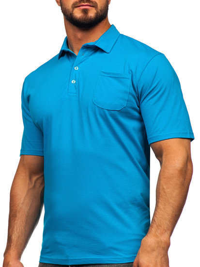 Bolf Herren Baumwoll Poloshirt Türkis  143006