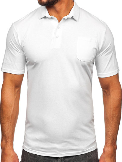 Bolf Herren Baumwoll Poloshirt Weiß 143006