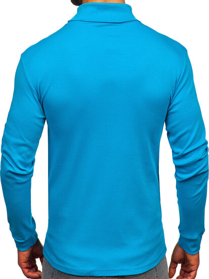 Bolf Herren Baumwoll Rollkragenpullover basic Blau  535