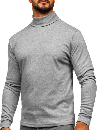 Bolf Herren Baumwoll Rollkragenpullover basic Grau  535