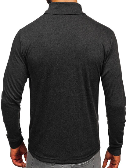 Bolf Herren Baumwoll Rollkragenpullover basic Schwarzgrau  535