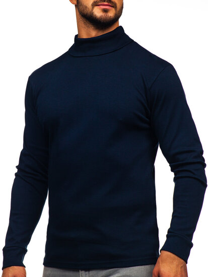 Bolf Herren Baumwoll Rollkragenpullover basic Tintenblau  535