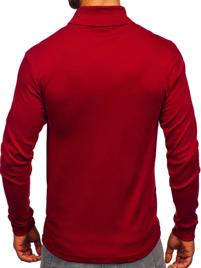 Bolf Herren Baumwoll Rollkragenpullover basic Weinrot  535