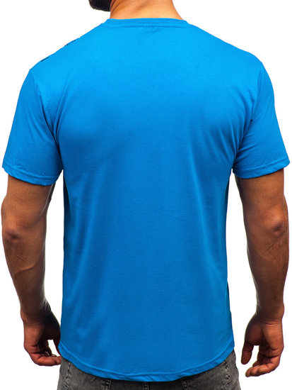 Bolf Herren Baumwoll T-Shirt Azurblau  14722