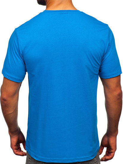 Bolf Herren Baumwoll T-Shirt Azurblau  14748