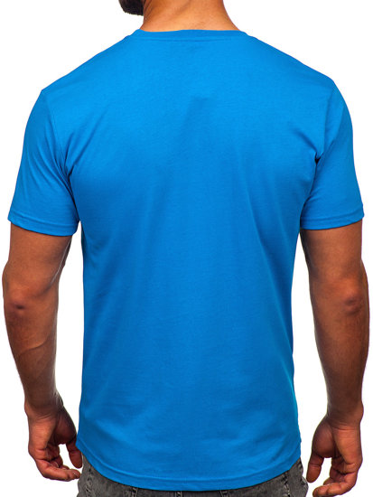 Bolf Herren Baumwoll T-Shirt Azurblau  14752