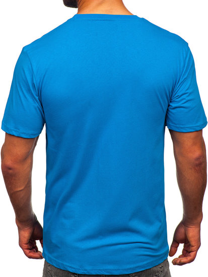 Bolf Herren Baumwoll T-Shirt Azurblau  14769