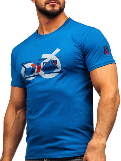 Bolf Herren Baumwoll T-Shirt Blau  14736