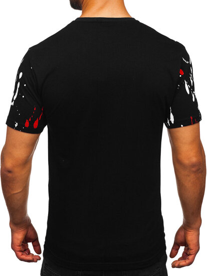 Bolf Herren Baumwoll T-Shirt Camo Schwarz-Rot  14727