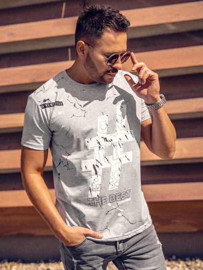 Bolf Herren Baumwoll T-Shirt Grau  14728