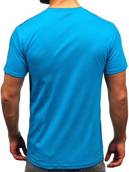 Bolf Herren Baumwoll T-Shirt Türkis  14722