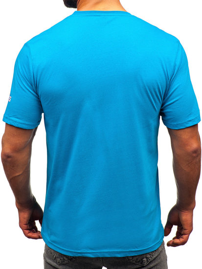 Bolf Herren Baumwoll T-Shirt Türkis  14741