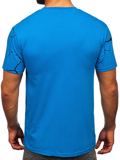 Bolf Herren Baumwoll T-Shirt mit Motiv Azurblau  14717