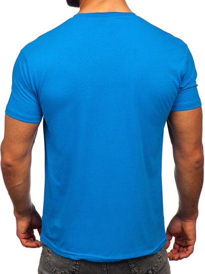 Bolf Herren Baumwoll T-Shirt mit Motiv Azurblau  14728