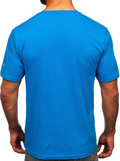 Bolf Herren Baumwoll T-Shirt mit Motiv Azurblau  14739