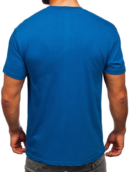 Bolf Herren Baumwoll T-Shirt mit Motiv Blau  14728