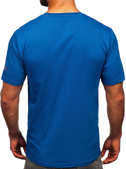 Bolf Herren Baumwoll T-Shirt mit Motiv Blau  14739