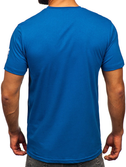 Bolf Herren Baumwoll T-Shirt mit Motiv Blau  14784