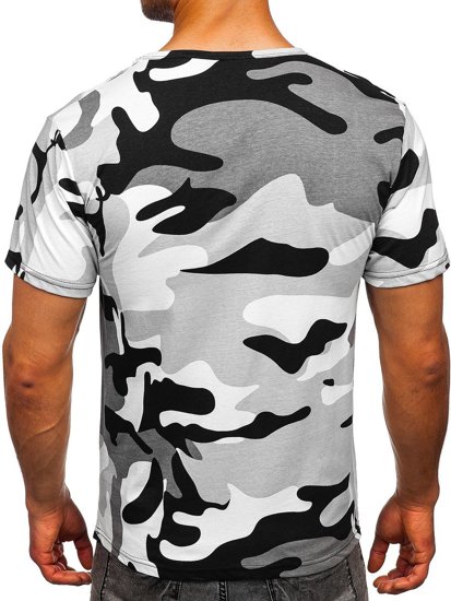 Bolf Herren Baumwoll T-Shirt mit Motiv Camo Hellgrau  14930